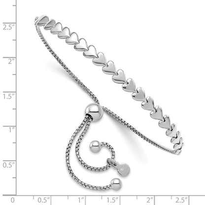 Sterlingsilber Rhodiniert Poliert Herz Bolo Armband