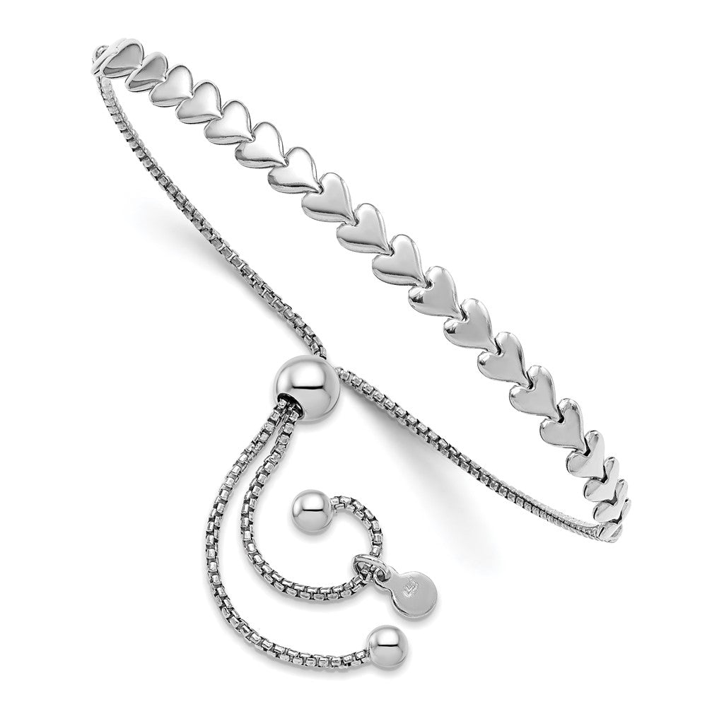 Sterlingsilber Rhodiniert Poliert Herz Bolo Armband