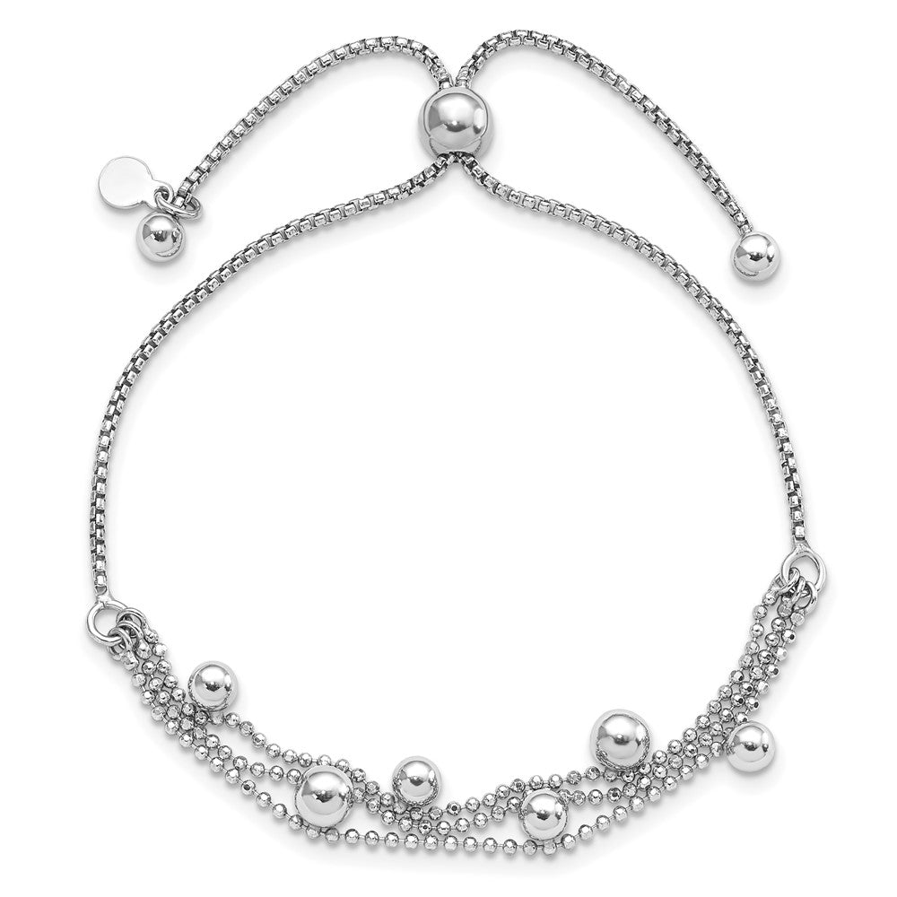 Sterlingsilber Rhodiniert Gekugelt Multi Strang Bolo Armband