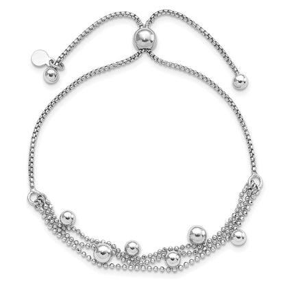 Sterlingsilber Rhodiniert Gekugelt Multi Strang Bolo Armband