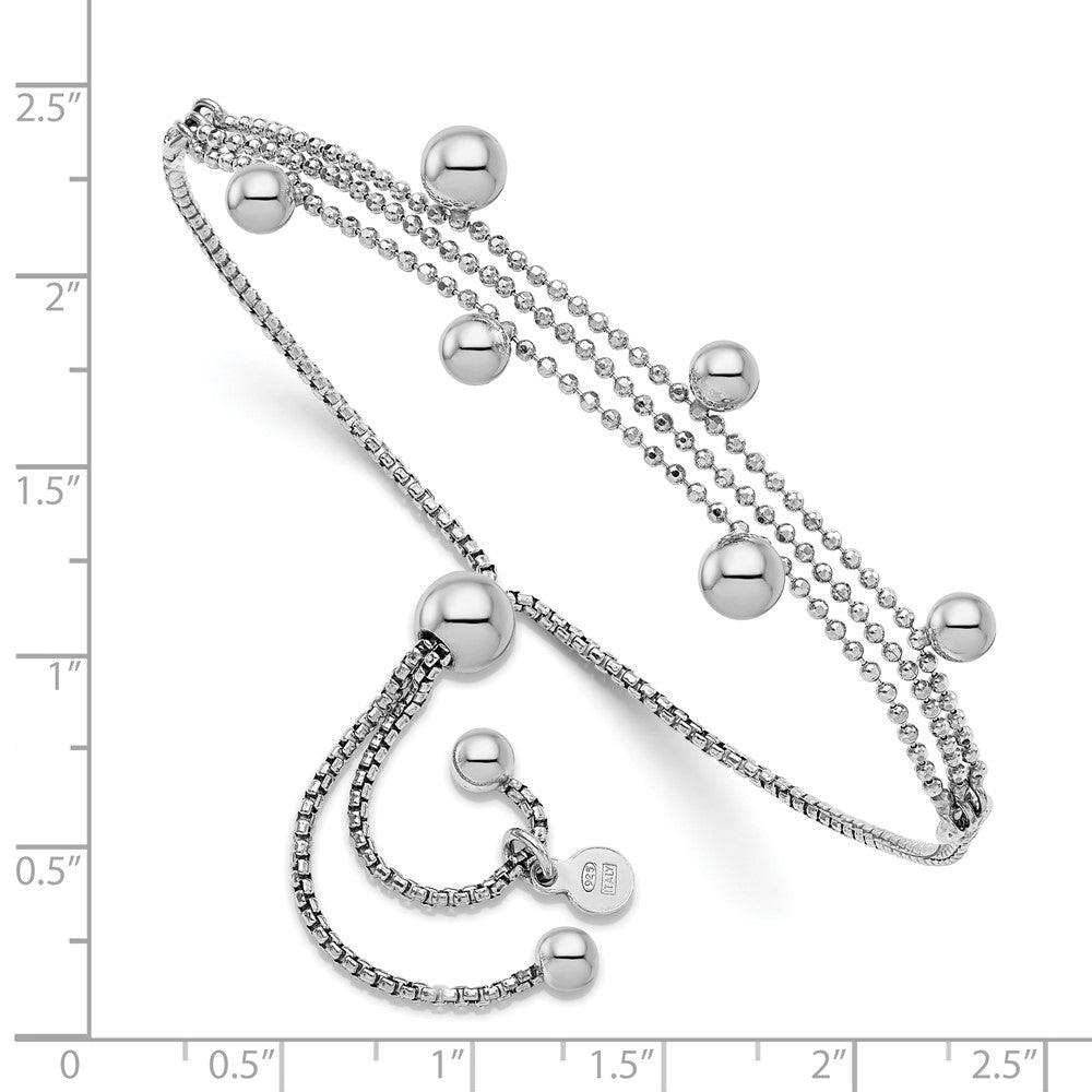 Sterlingsilber Rhodiniert Gekugelt Multi Strang Bolo Armband