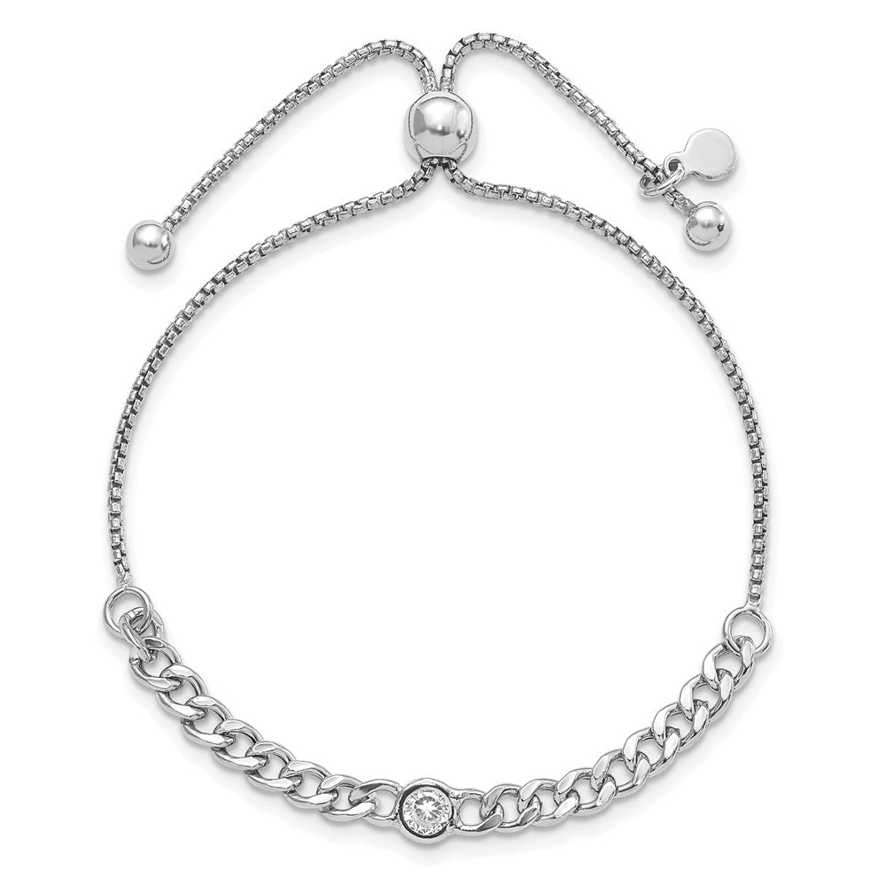 Sterlingsilber Rhodiniert Poliert Zirkonia Bolo Armband