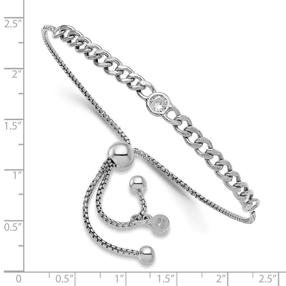 Sterlingsilber Rhodiniert Poliert Zirkonia Bolo Armband
