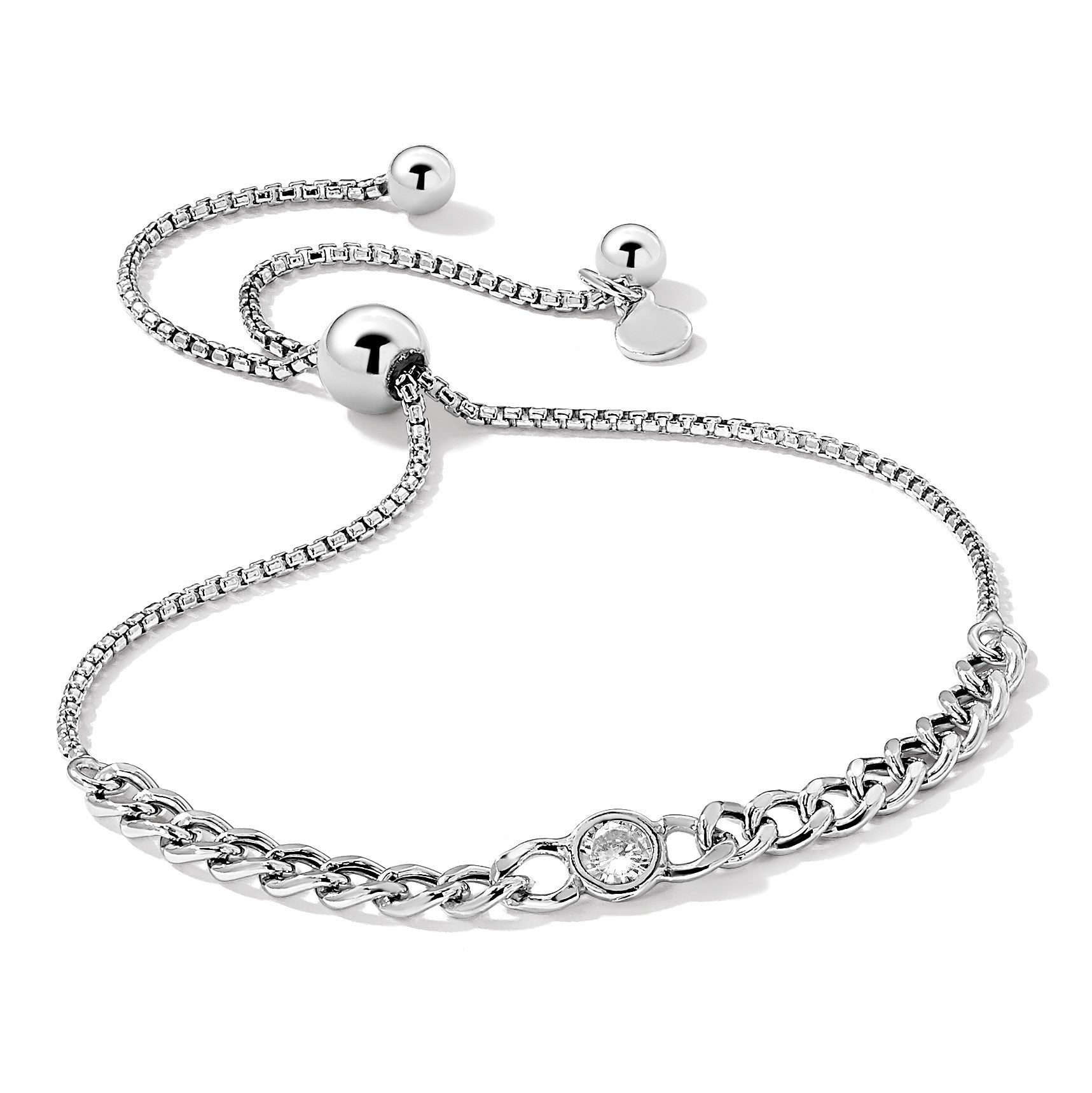 Sterlingsilber Rhodiniert Poliert Zirkonia Bolo Armband