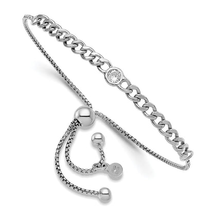 Sterlingsilber Rhodiniert Poliert Zirkonia Bolo Armband