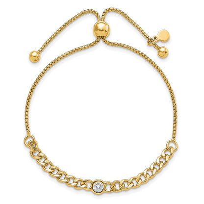 Sterlingsilber Goldfarben Poliert Zirkonia Bolo Armband