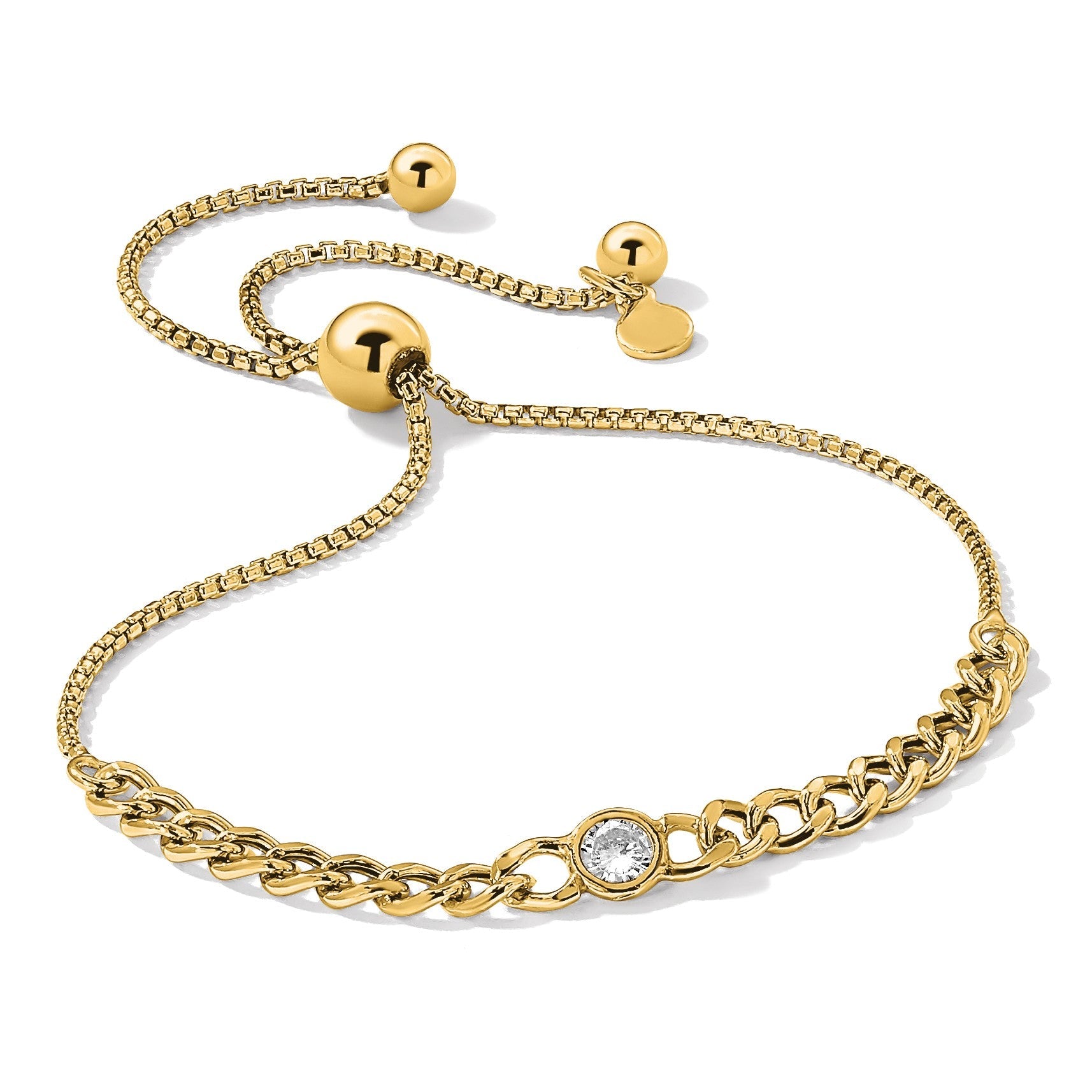 Sterlingsilber Goldfarben Poliert Zirkonia Bolo Armband