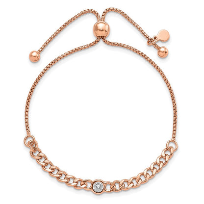 Sterlingsilber Roséfarben Poliert Zirkonia Bolo Armband