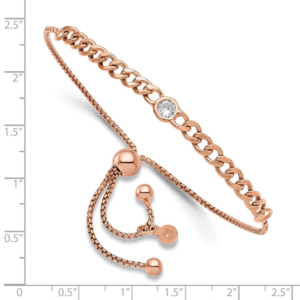 Sterlingsilber Roséfarben Poliert Zirkonia Bolo Armband