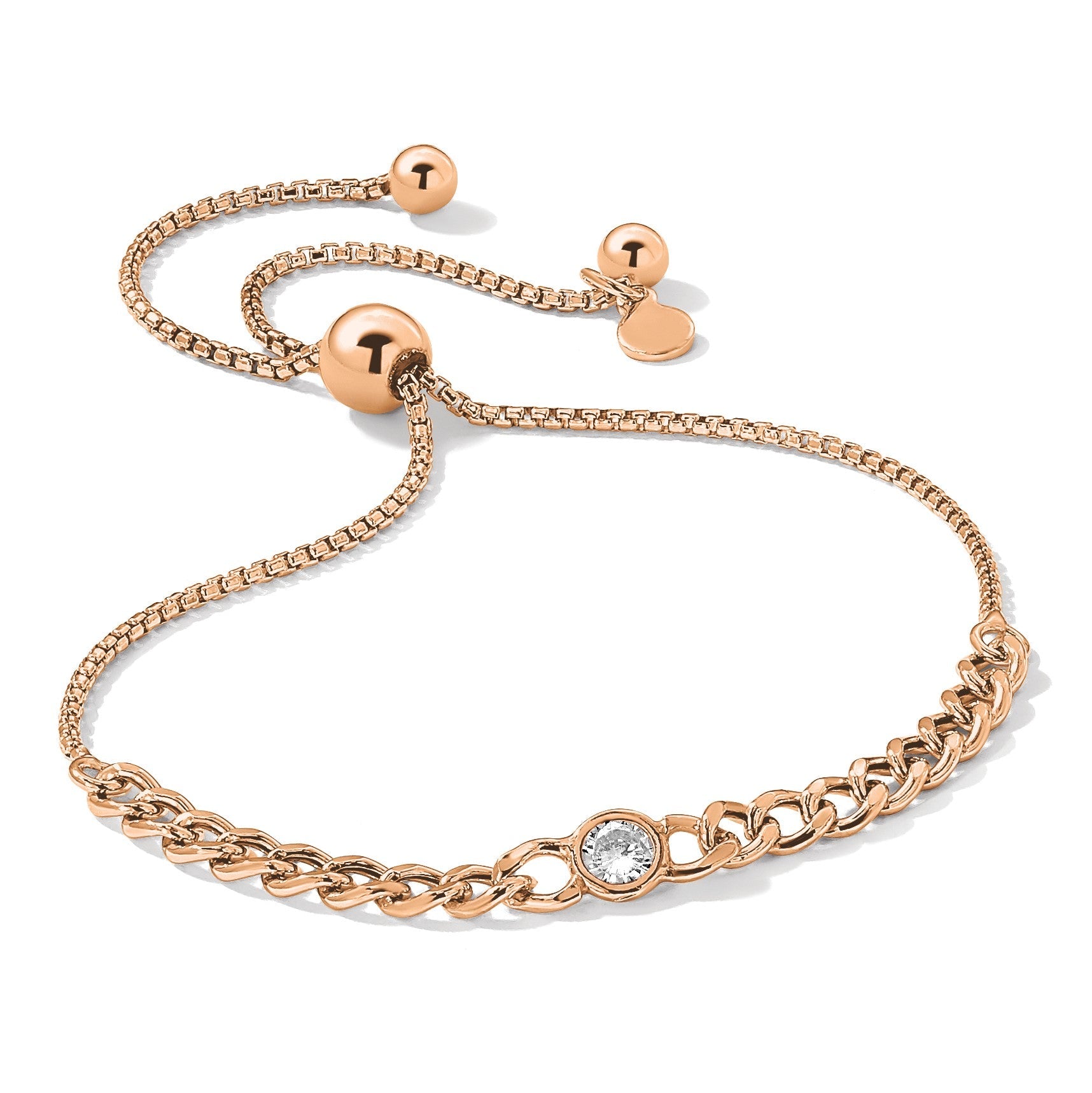 Sterlingsilber Roséfarben Poliert Zirkonia Bolo Armband