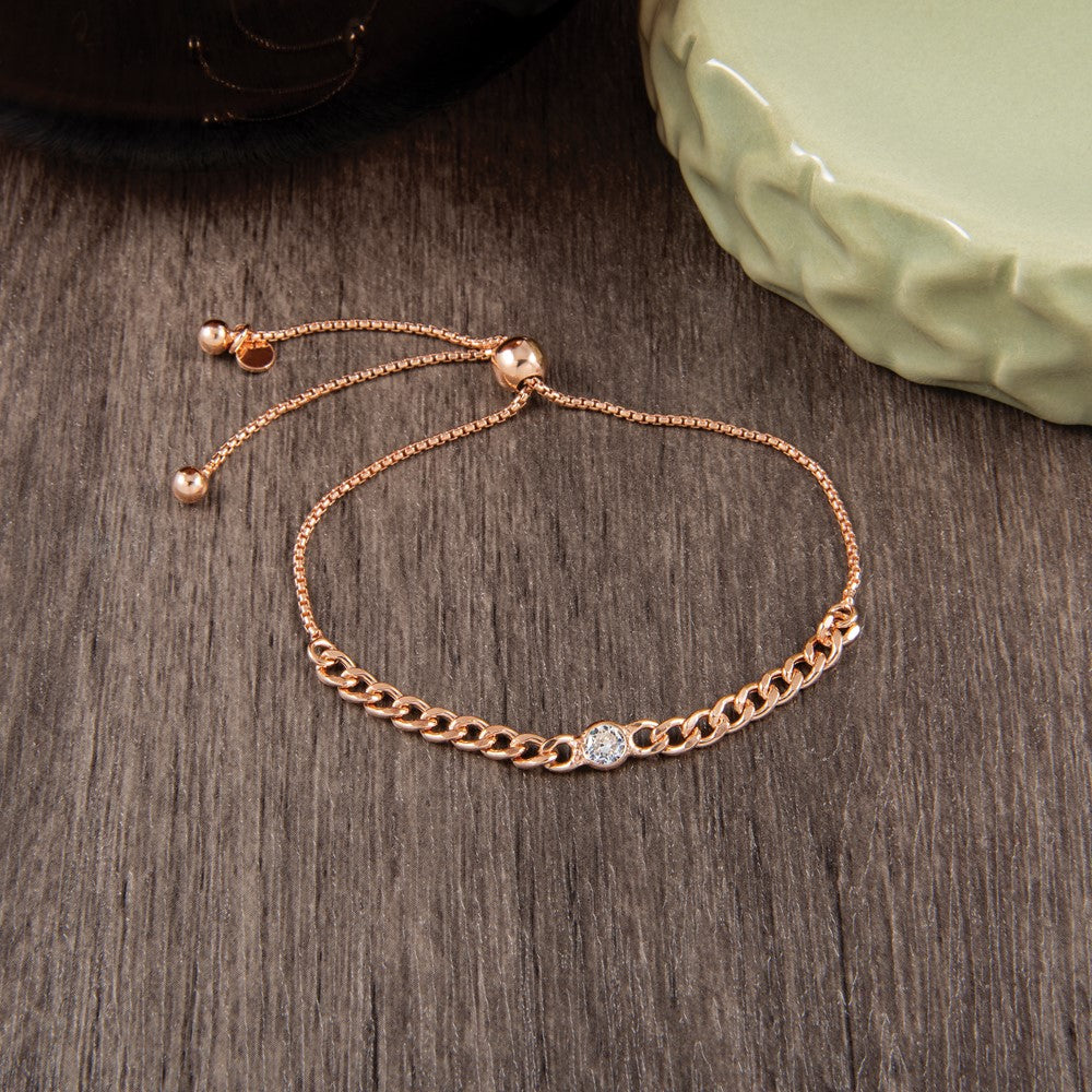 Sterlingsilber Roséfarben Poliert Zirkonia Bolo Armband