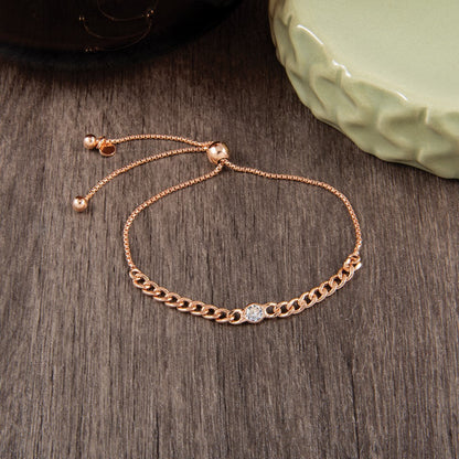 Sterlingsilber Roséfarben Poliert Zirkonia Bolo Armband