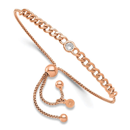 Sterlingsilber Roséfarben Poliert Zirkonia Bolo Armband