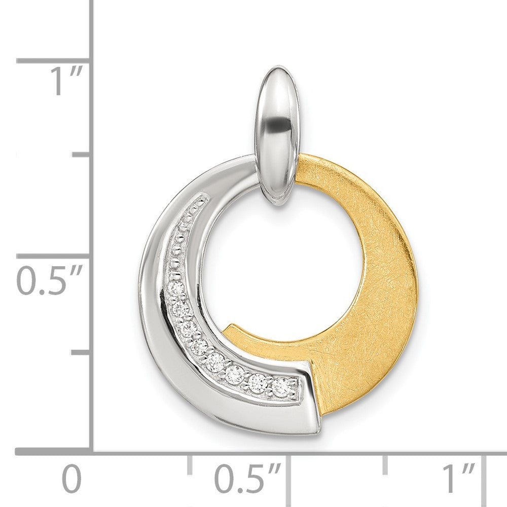 Vergoldet Sterlingsilber Rhodiniert P und Zirkonia Gebürstet Anhänger