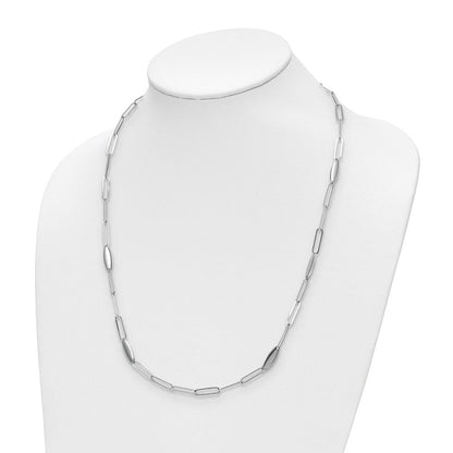 Sterlingsilber Rhodiniert Poliert Flach Oval Glieder Halskette