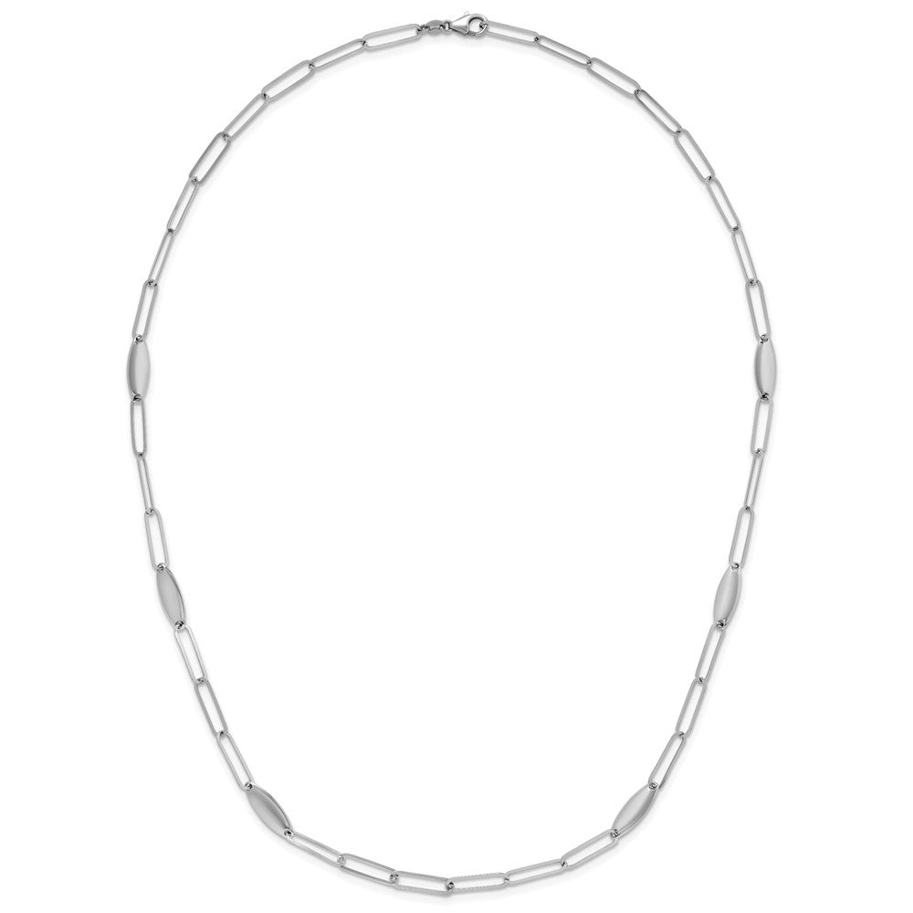 Sterlingsilber Rhodiniert Poliert Flach Oval Glieder Halskette