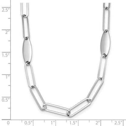 Sterlingsilber Rhodiniert Poliert Flach Oval Glieder Halskette