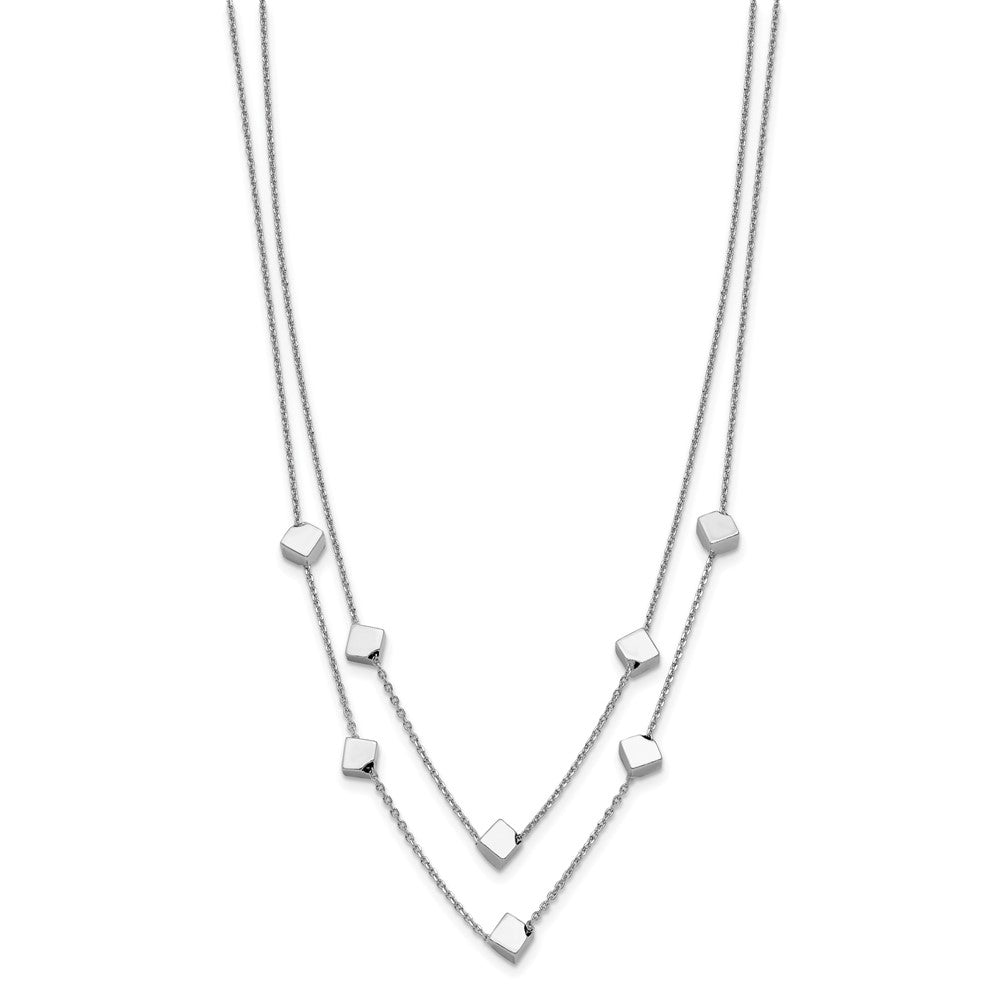 Sterlingsilber Rhod Pl Multi Strang Gekugelt mit 2 Zoll Verlängerung. Halskette