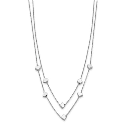 Sterlingsilber Rhod Pl Multi Strang Gekugelt mit 2 Zoll Verlängerung. Halskette