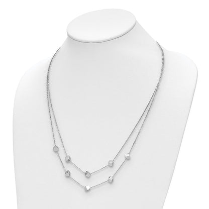 Sterlingsilber Rhod Pl Multi Strang Gekugelt mit 2 Zoll Verlängerung. Halskette