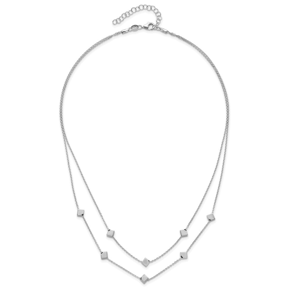 Sterlingsilber Rhod Pl Multi Strang Gekugelt mit 2 Zoll Verlängerung. Halskette