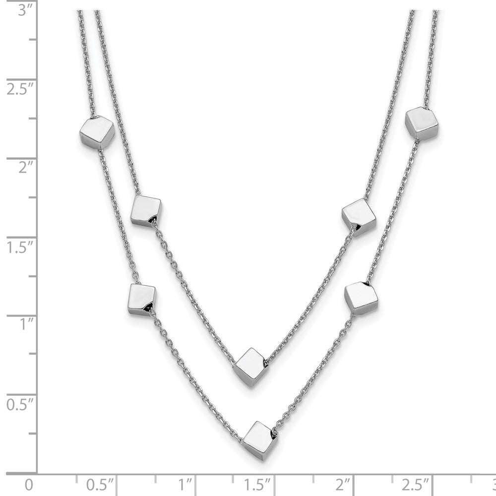Sterlingsilber Rhod Pl Multi Strang Gekugelt mit 2 Zoll Verlängerung. Halskette