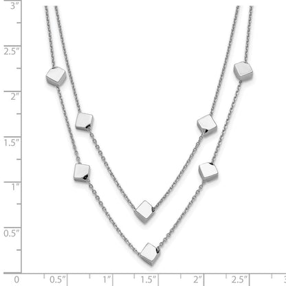 Sterlingsilber Rhod Pl Multi Strang Gekugelt mit 2 Zoll Verlängerung. Halskette