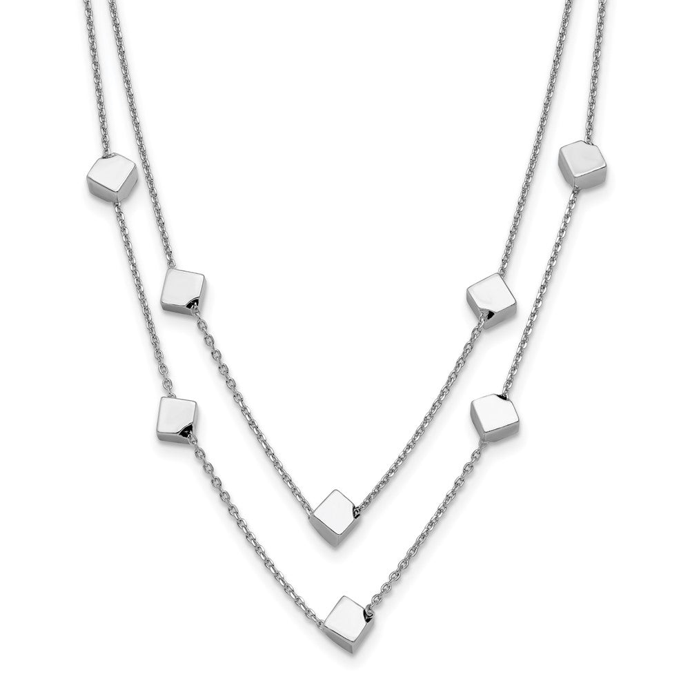 Sterlingsilber Rhod Pl Multi Strang Gekugelt mit 2 Zoll Verlängerung. Halskette