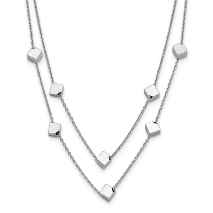 Sterlingsilber Rhod Pl Multi Strang Gekugelt mit 2 Zoll Verlängerung. Halskette
