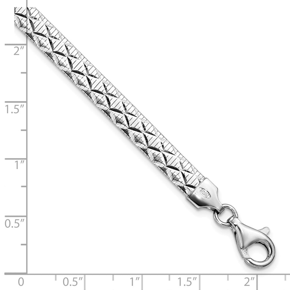 Sterlingsilber Rhodiniert Poliert Strukturiert Wendbar Armband