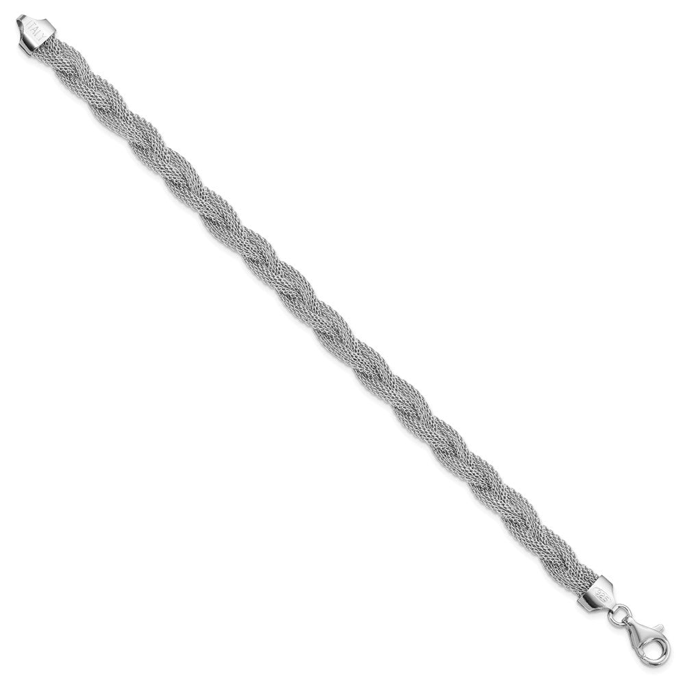 Sterlingsilber Rhodiniert Geflochten Poliert Gliederarmband