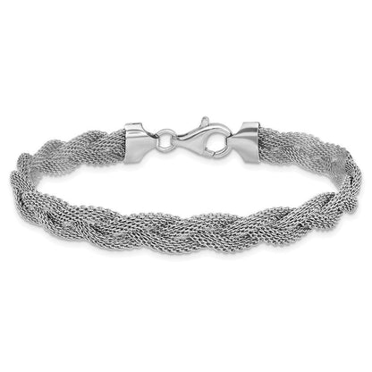 Sterlingsilber Rhodiniert Geflochten Poliert Gliederarmband