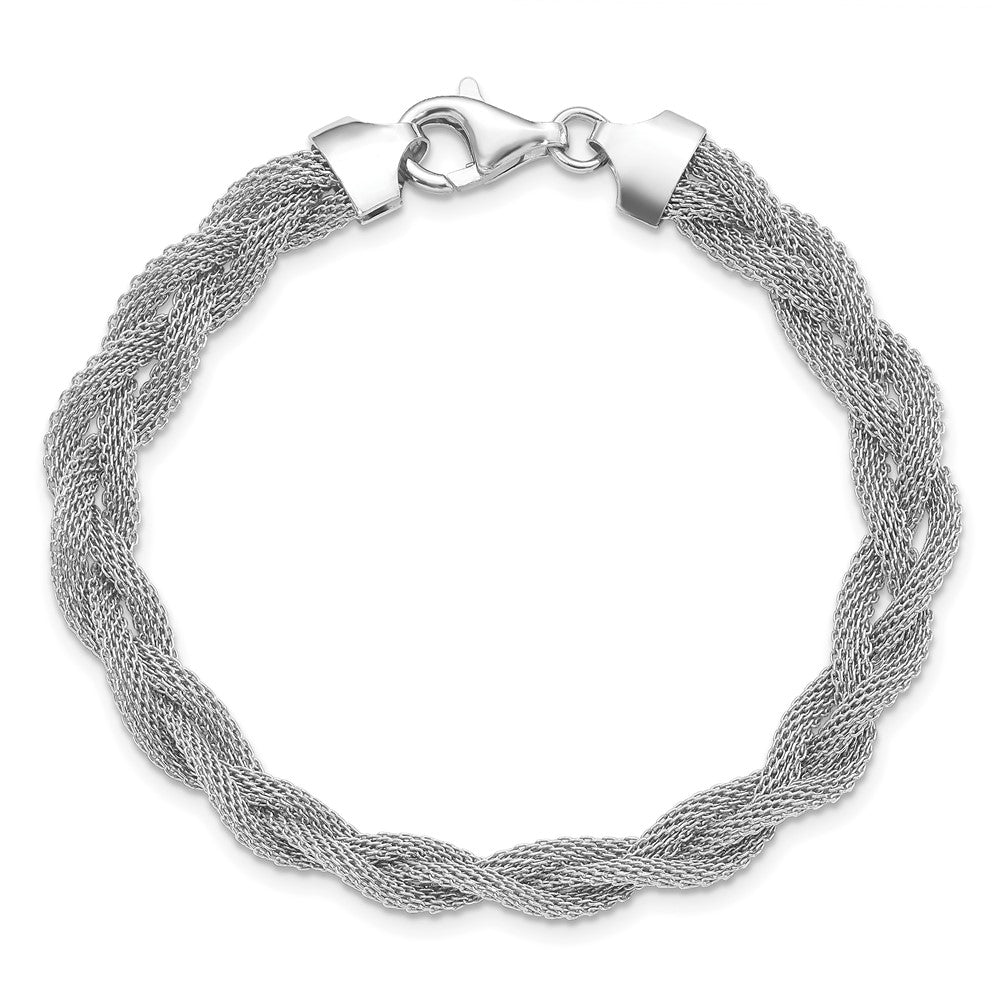 Sterlingsilber Rhodiniert Geflochten Poliert Gliederarmband