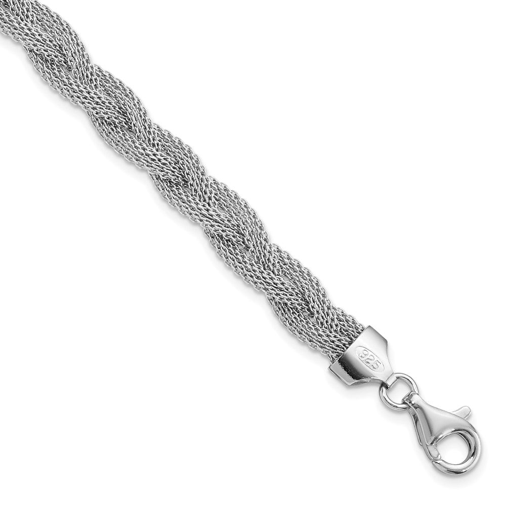 Sterlingsilber Rhodiniert Geflochten Poliert Gliederarmband