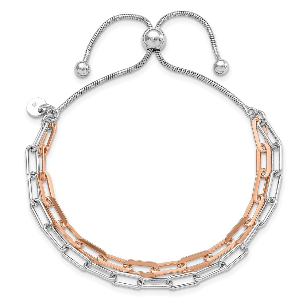 Sterlingsilber Rhodiniert P & Roséfarben 2 Strang Bolo Armband