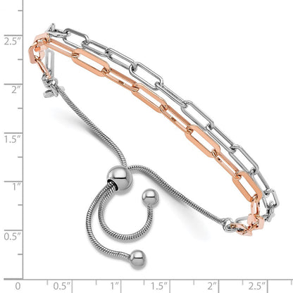 Sterlingsilber Rhodiniert P & Roséfarben 2 Strang Bolo Armband