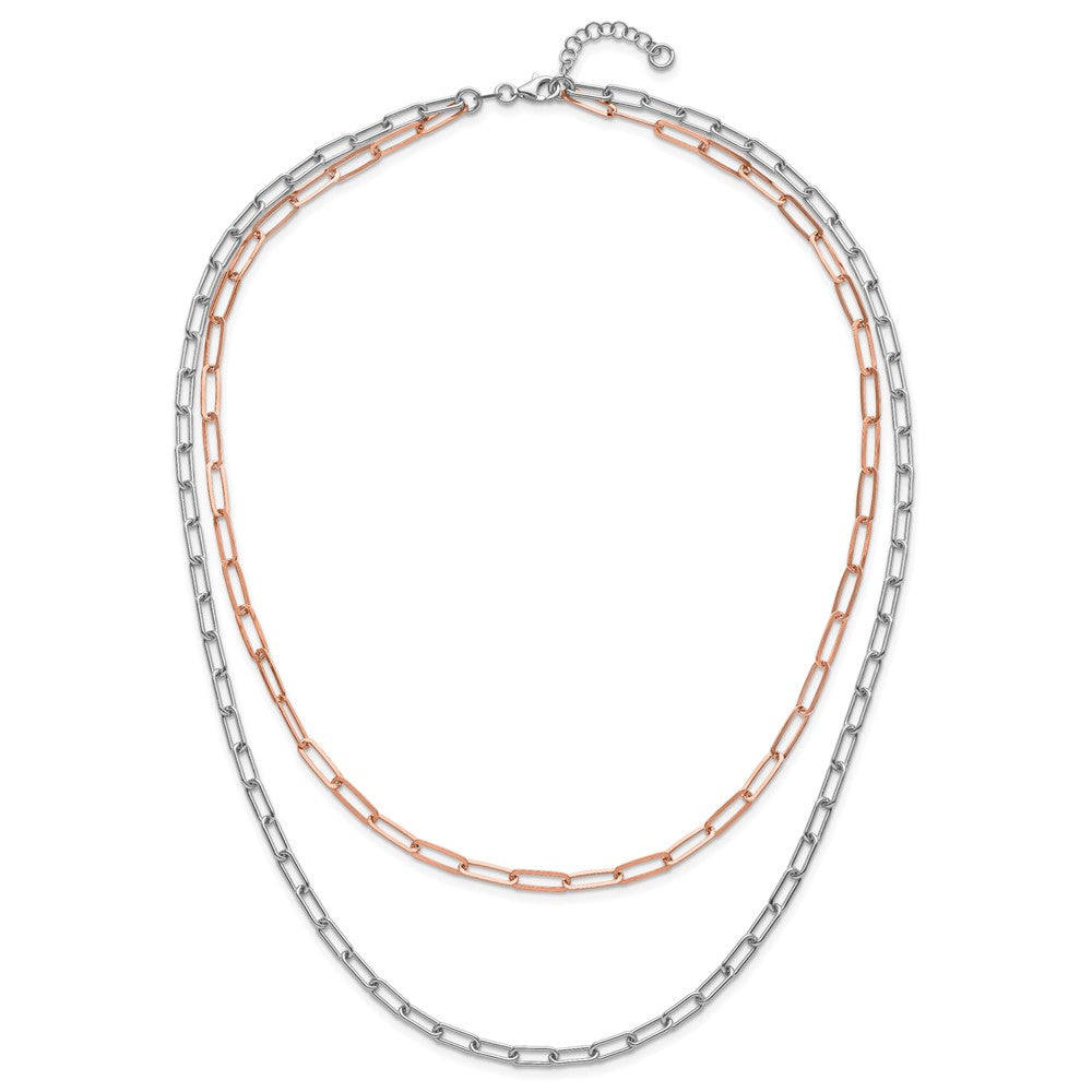 Sterlingsilber Rhodiniert P Roséfarben 2 Strang mit 1.25 Zoll Verlängerung. Halskette