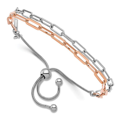 Sterlingsilber Rhodiniert P & Roséfarben 2 Strang Bolo Armband