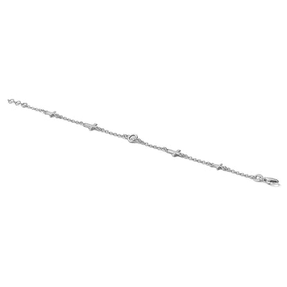 Sterlingsilber Rhodiniert Zirkonia Kreuz mit 1 Zoll Verlängerung. Armband