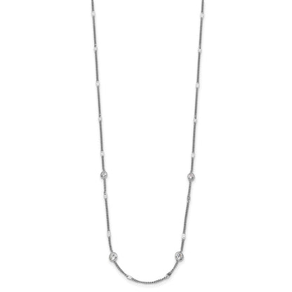 Sterlingsilber Rhodiniert Zirkonia mit 2 Zoll Verlängerung. Halskette