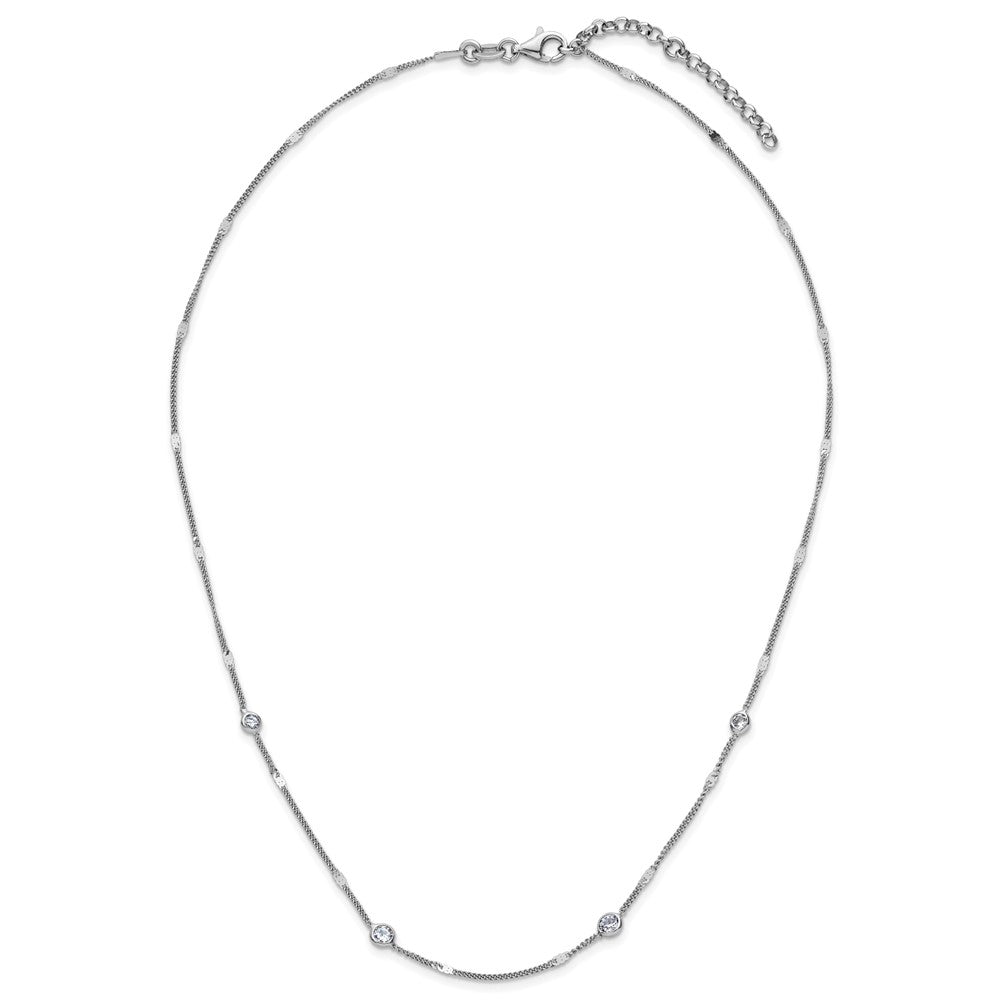 Sterlingsilber Rhodiniert Zirkonia mit 2 Zoll Verlängerung. Halskette