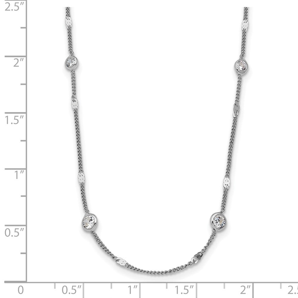 Sterlingsilber Rhodiniert Zirkonia mit 2 Zoll Verlängerung. Halskette