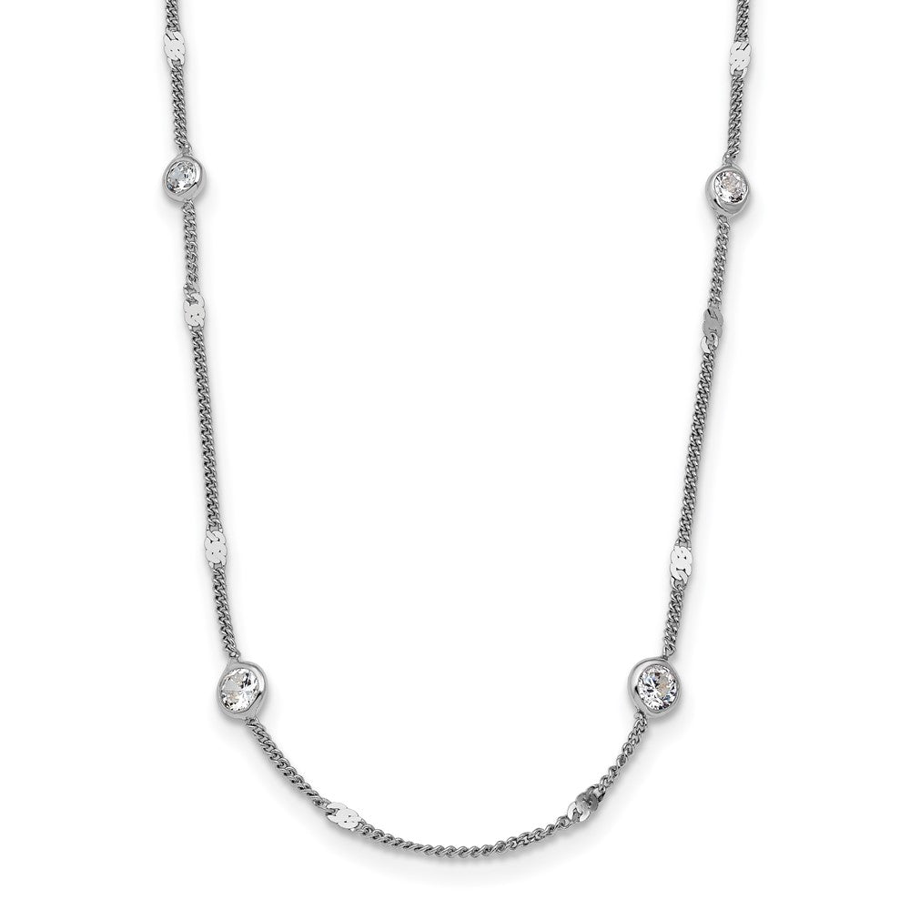 Sterlingsilber Rhodiniert Zirkonia mit 2 Zoll Verlängerung. Halskette