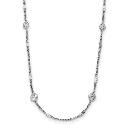 Sterlingsilber Rhodiniert Zirkonia mit 2 Zoll Verlängerung. Halskette