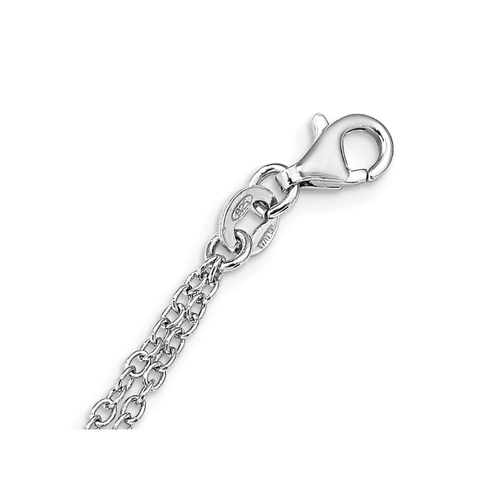 Sterlingsilber Rhod Pl Zirkonia Kreuz Multi Strang mit 2 Zoll Verlängerung. Halskette