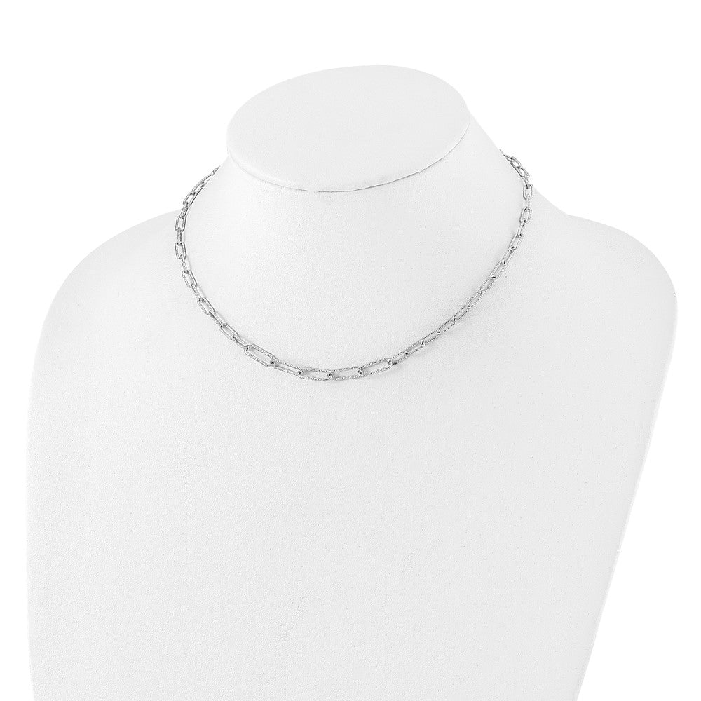 Sterlingsilber Rhodiniert Diamantiert mit 2 Zoll. Verlängerung Glieder Halskette