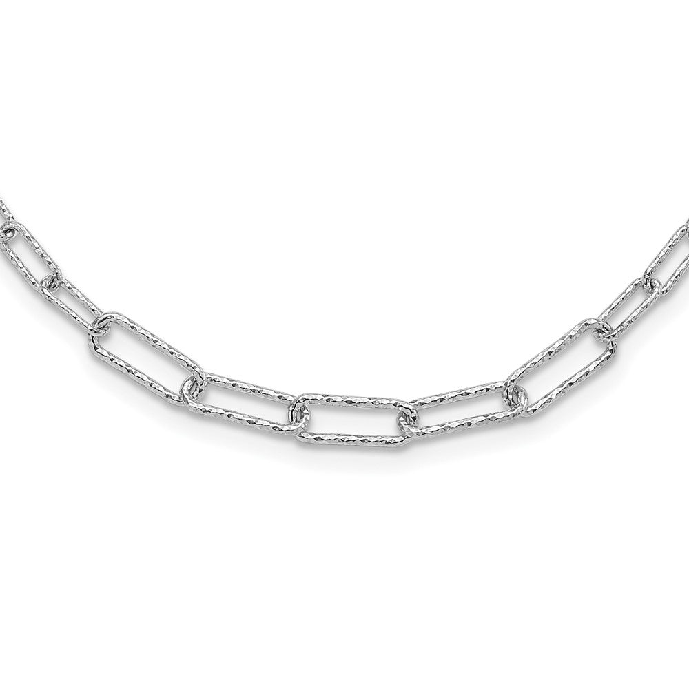 Sterlingsilber Rhodiniert Diamantiert mit 2 Zoll. Verlängerung Glieder Halskette