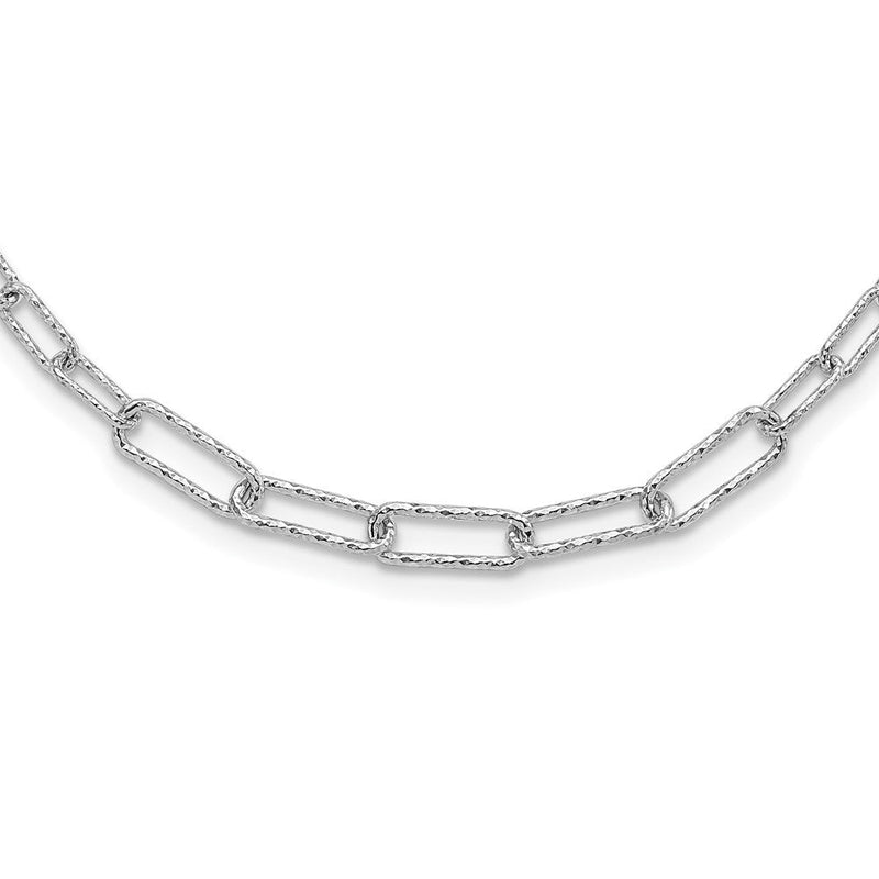 Sterlingsilber Rhodiniert Diamantiert mit 2 Zoll. Verlängerung Glieder Halskette
