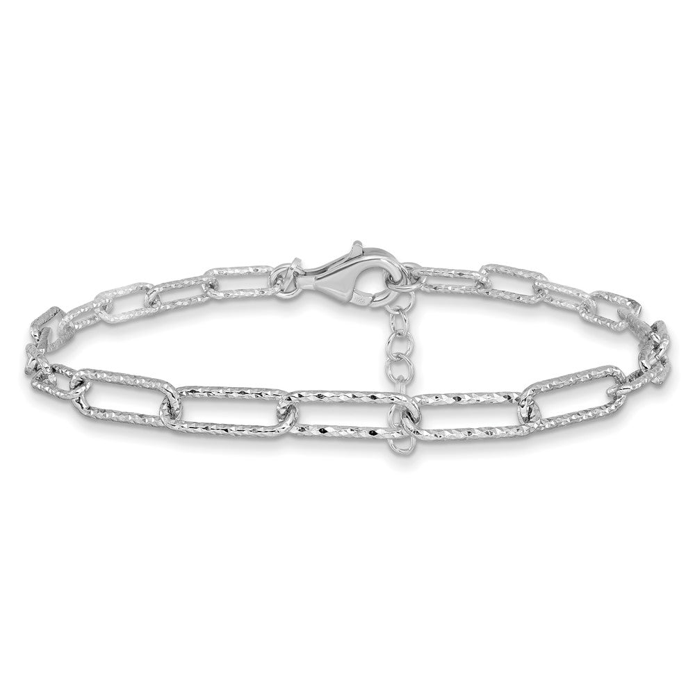 Sterlingsilber Rhodiniert Diamant Schliff Glieder 1 Zoll Verlängerung. Armband