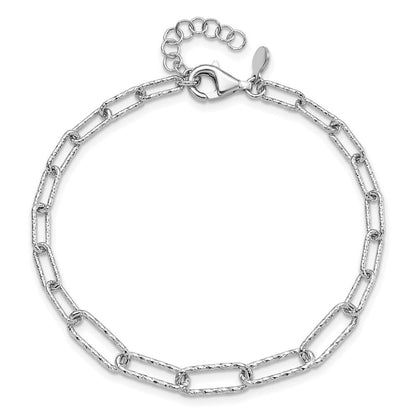 Sterlingsilber Rhodiniert Diamant Schliff Glieder 1 Zoll Verlängerung. Armband